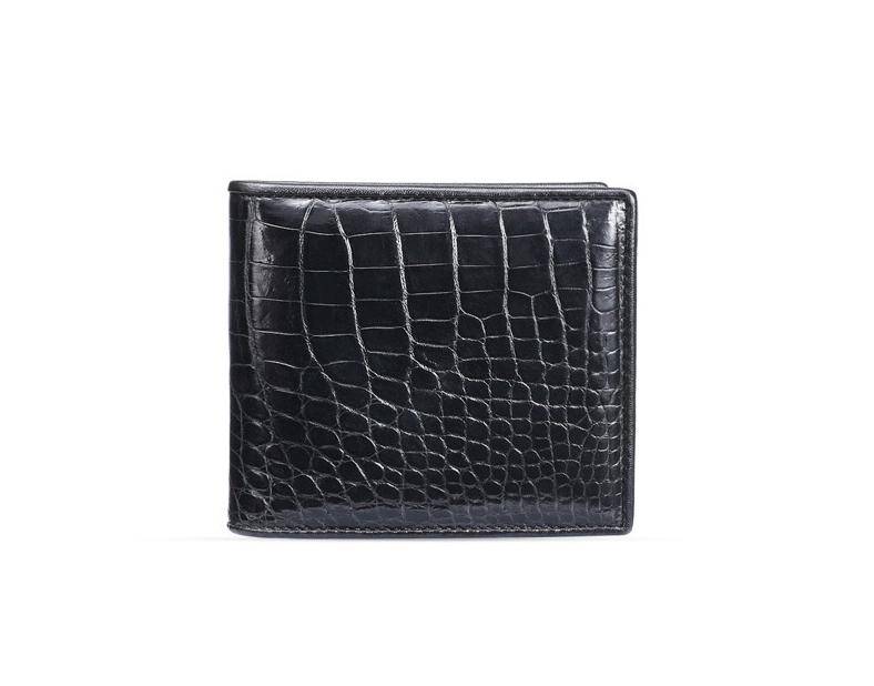 Men Bifold Leather Wallet- Genuine Crocodile Leather Belly Leather