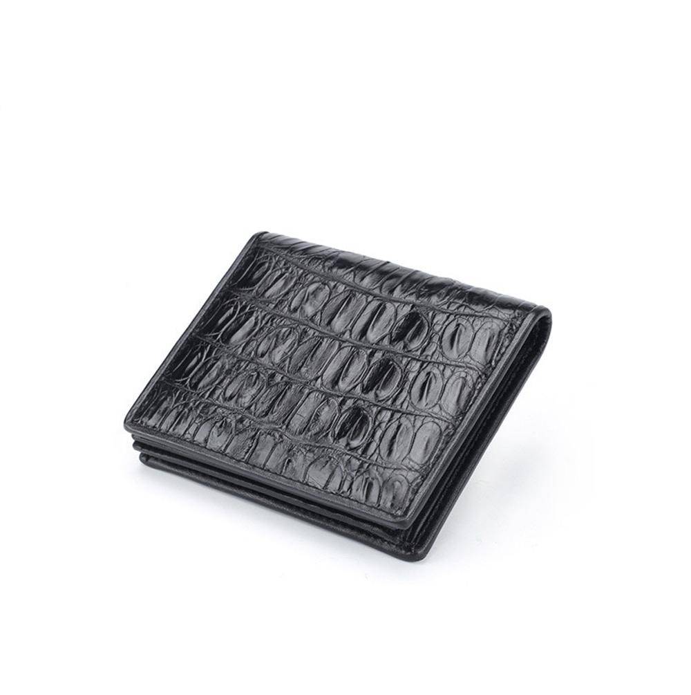 Men Bifold Leather Wallet- Genuine Crocodile Leather Tail Bone Leather