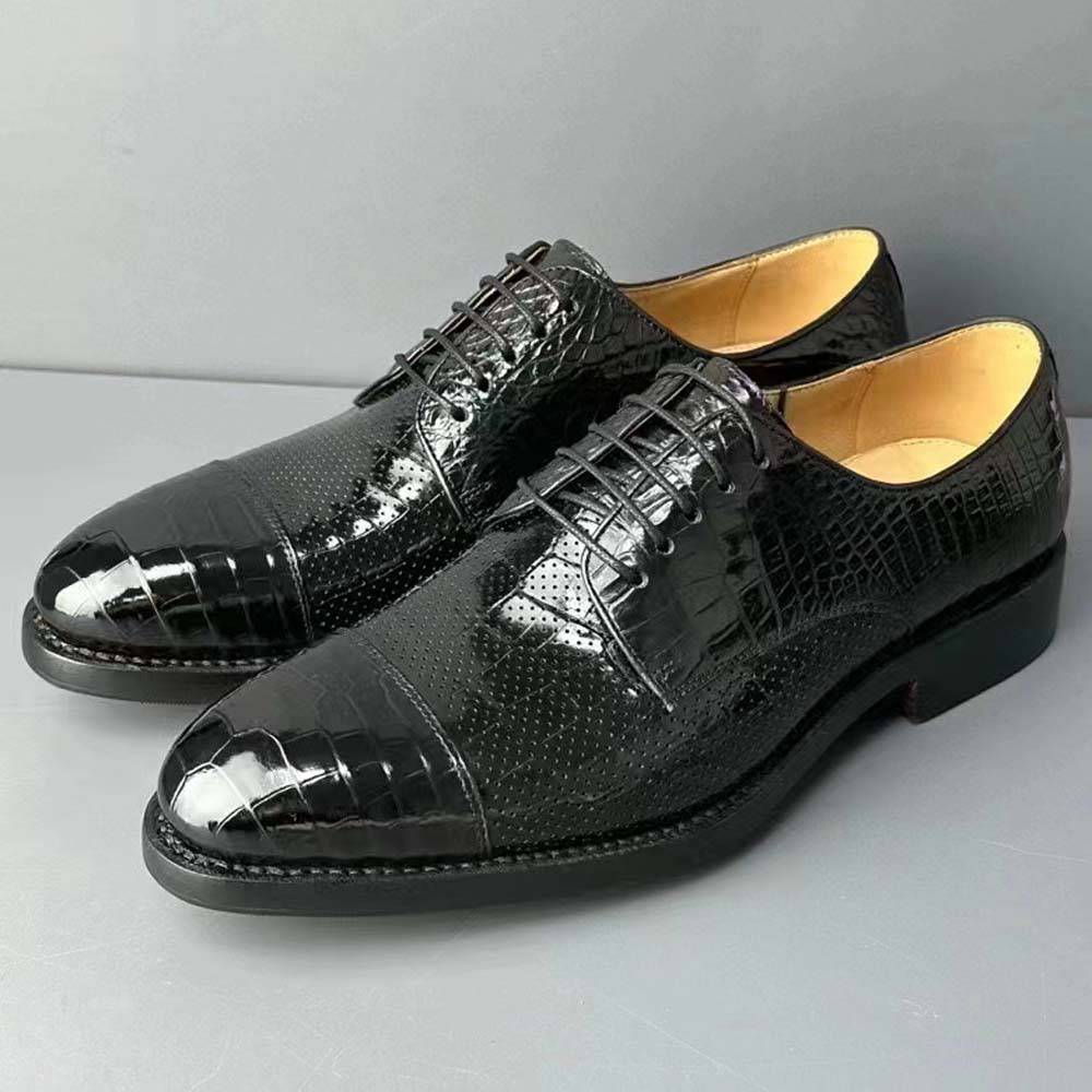 Crocodile Shoes Men Breathable Crocodile Leather Shoes Goodyear Formal Dress Shoes Male Office Party Wedding Shoes