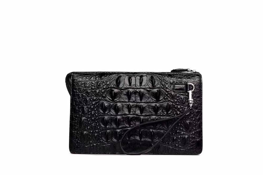 Men's Business Crocodile Bone Leather Zip Clutch Long Wallet Purse Credit Card Holder