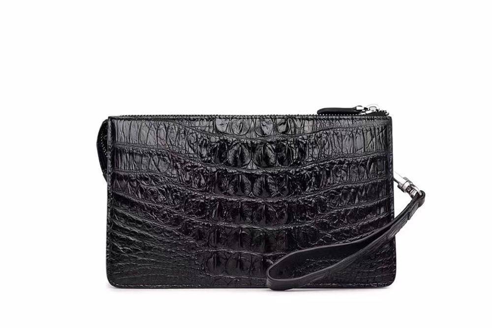 Men's Business Crocodile Bone Leather Zip Clutch Wallet Purse Credit Card Holder Small Size