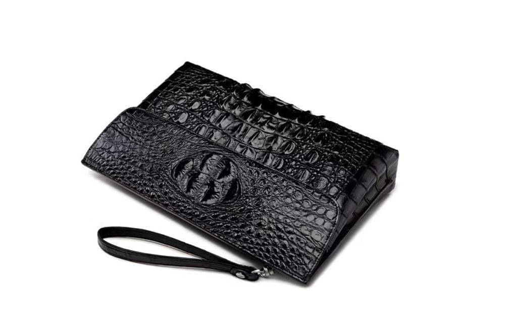 Men's Crocodile Bone Leather Business Clutch Wrist Bag Business Clutch Organizer Card Cash Holder