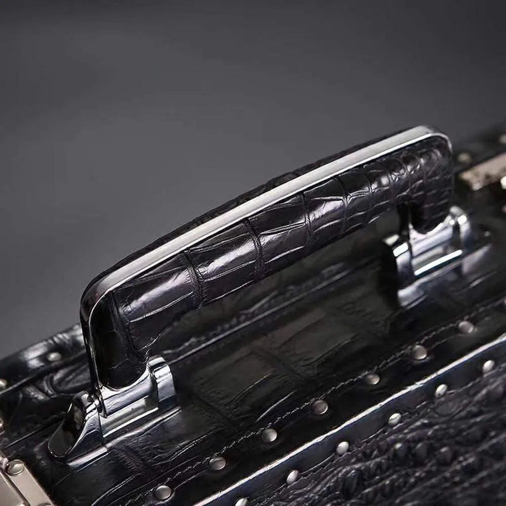 Preorder Men's Crocodile Skin Leather Large Black Business Professional Attache Travel Case