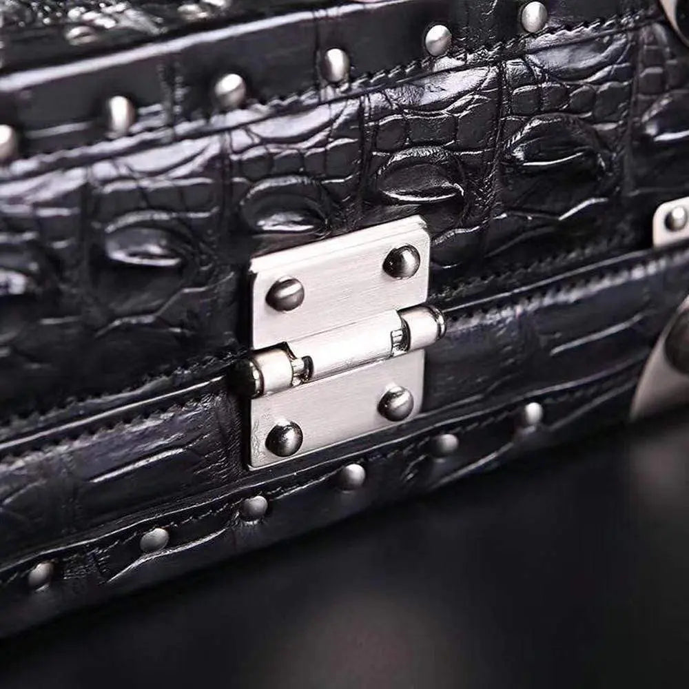 Preorder Men's Crocodile Skin Leather Large Black Business Professional Attache Travel Case