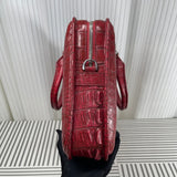 Men's Crocodile Leather Briefcase Red & Brown