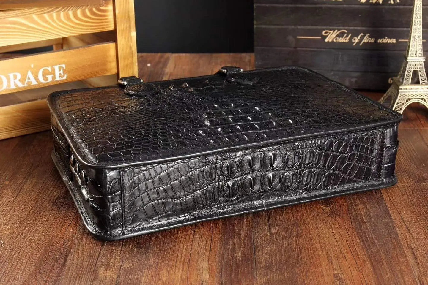 Men's Crocodile Leather Briefcase,Top Handle Bags