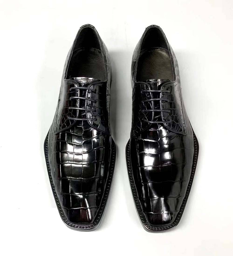Crocodile Shoes Men's Crocodile Leather Lace-up Dress Shoes Square Toe Black Business Mens Shoes Free Shipping Size38-44 | Rossie Viren Crocodile Shoes Men's Crocodile Leather Lace-up Dress Shoes Square Toe Black Business Mens Shoes Free Shipping Size38-44 | Rossie Viren