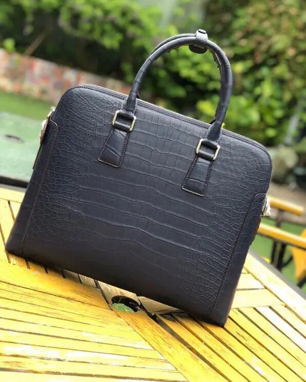 Men's Borsa portadocumenti in pelle di coccodrillo per laptop