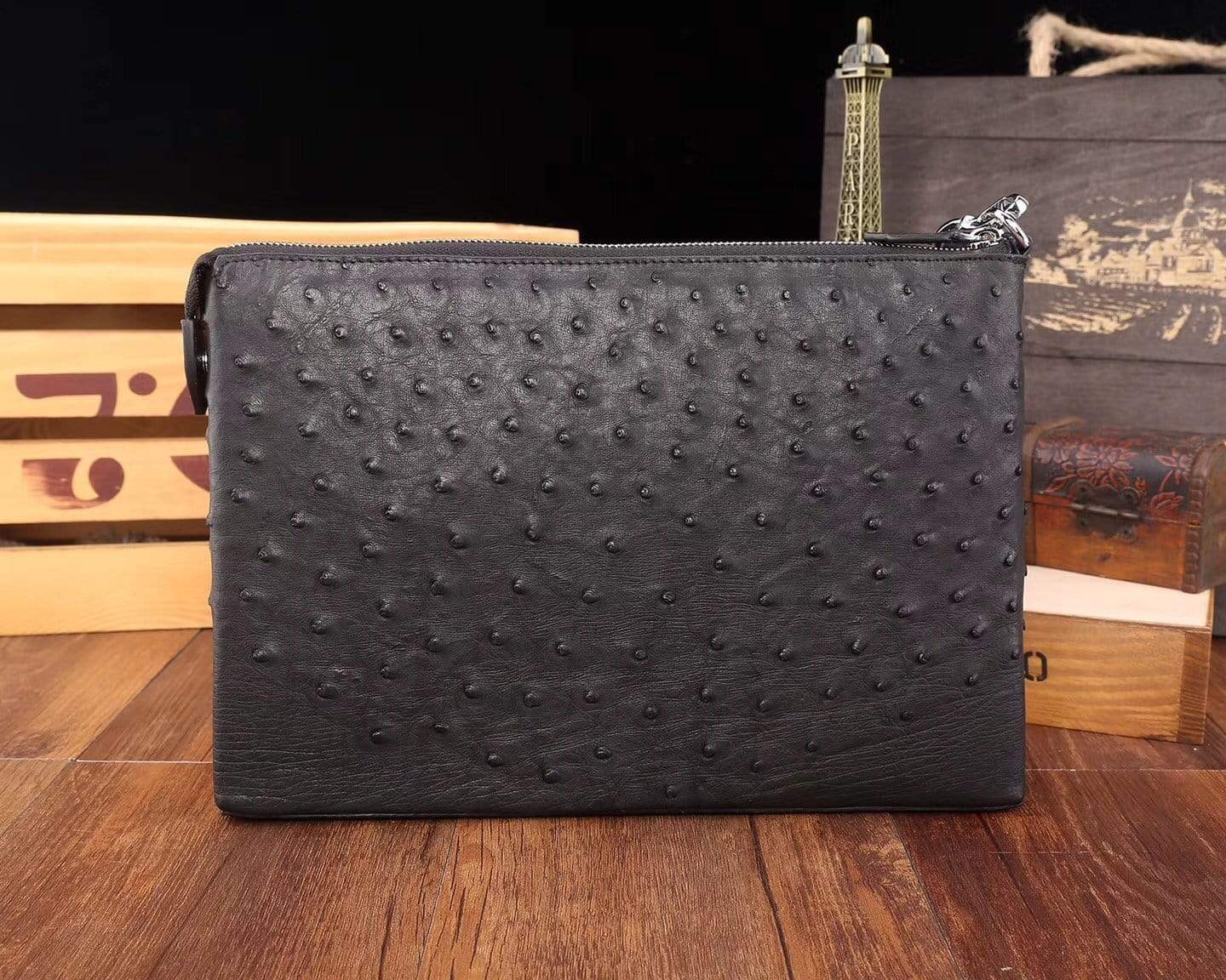 Men's Genuine Ostrich Leather Clutch Bag