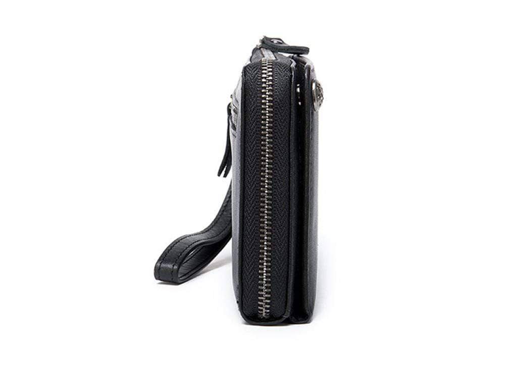 Men's Long Wallet Zipper Mobile Phone Bag Soft Leather Business Casual  Strap Bag