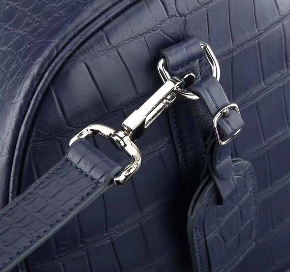 Men's borsa da viaggio duffel in vera pelle di coccodrillo, blu scuro