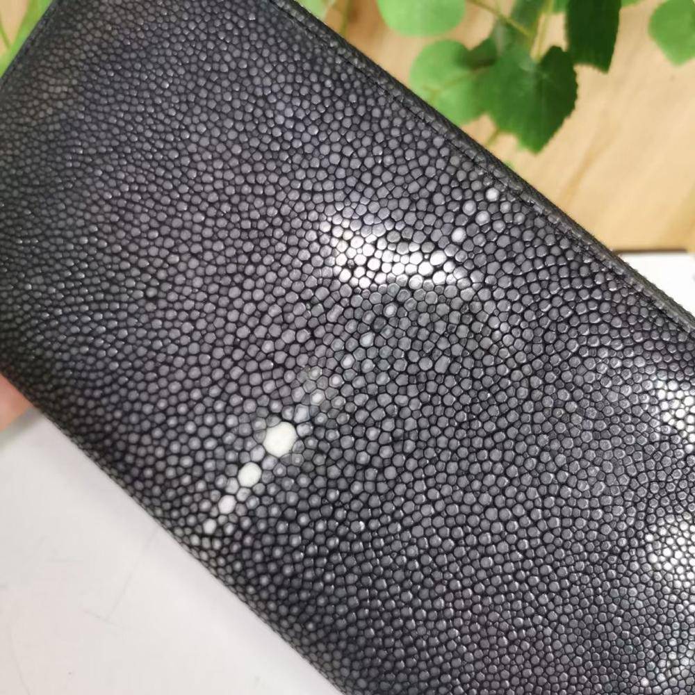 Men'sPearl Stingray Leather Zip Wallet , Oversize Large Capacity Mens Bi-Fold Wallets