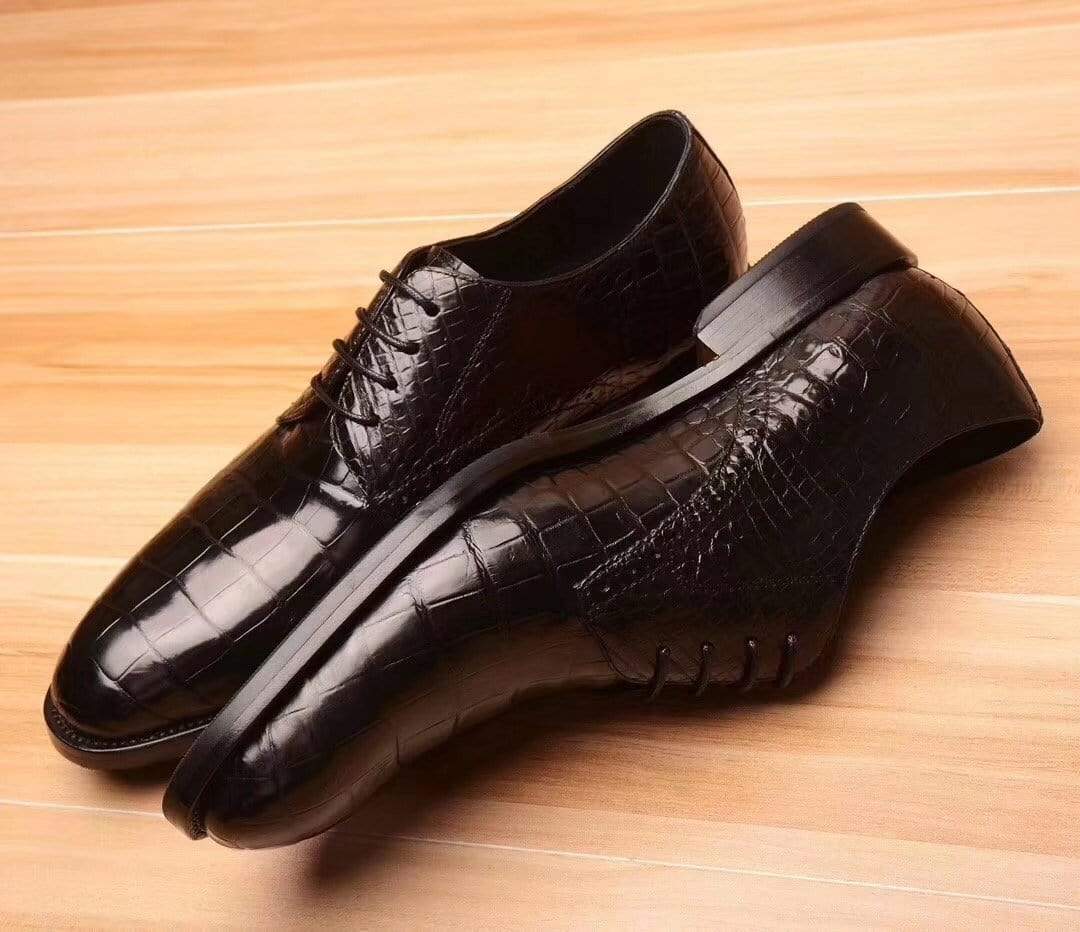 Crocodile Shoes Mens Crocodile  Leather Derby Lace Up Shoes