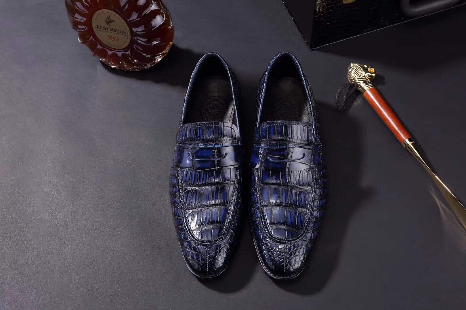 Navy Blue Croco Leather Men\'s Loafer Embassy London Men main image 2