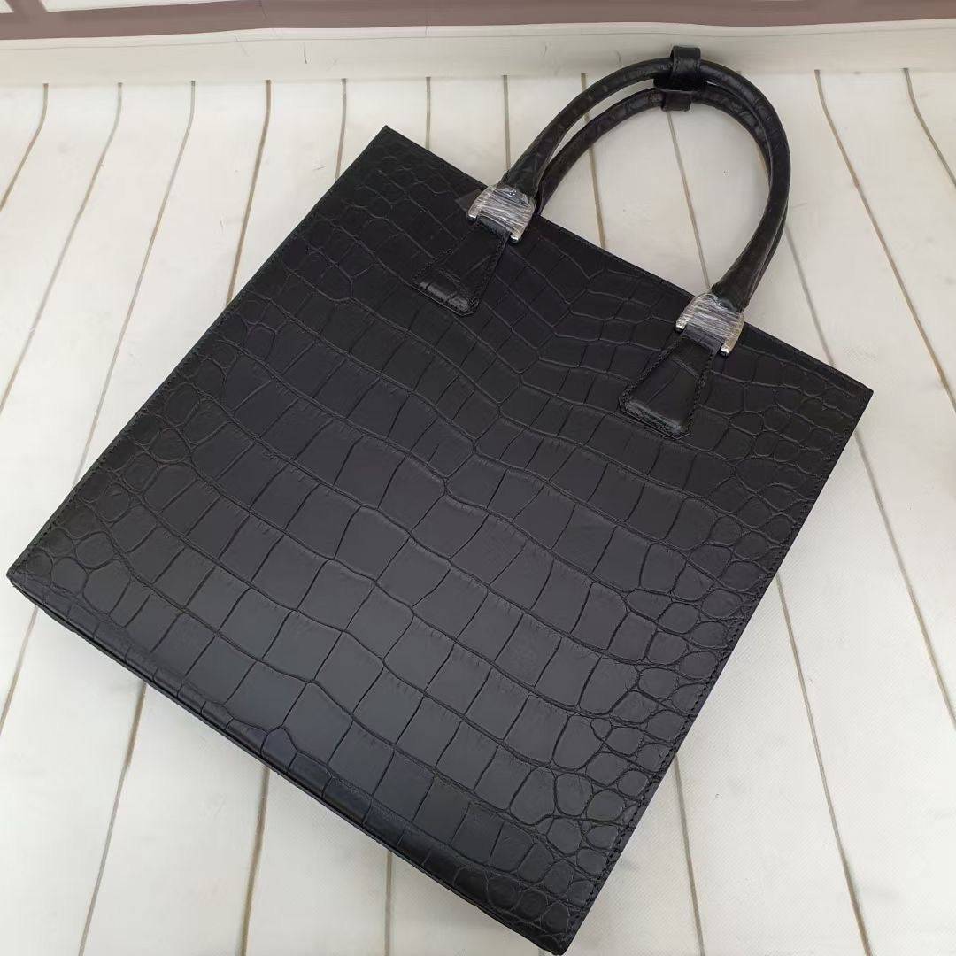 Mens Crocodile Leather Vertical Briefcase