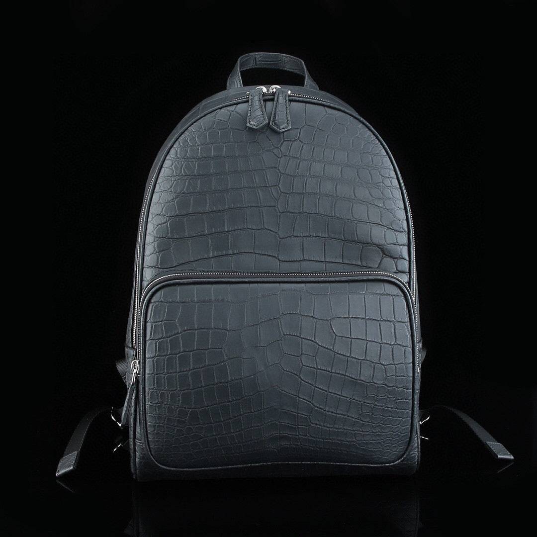 Large Matt Crocodile Leather Backpack