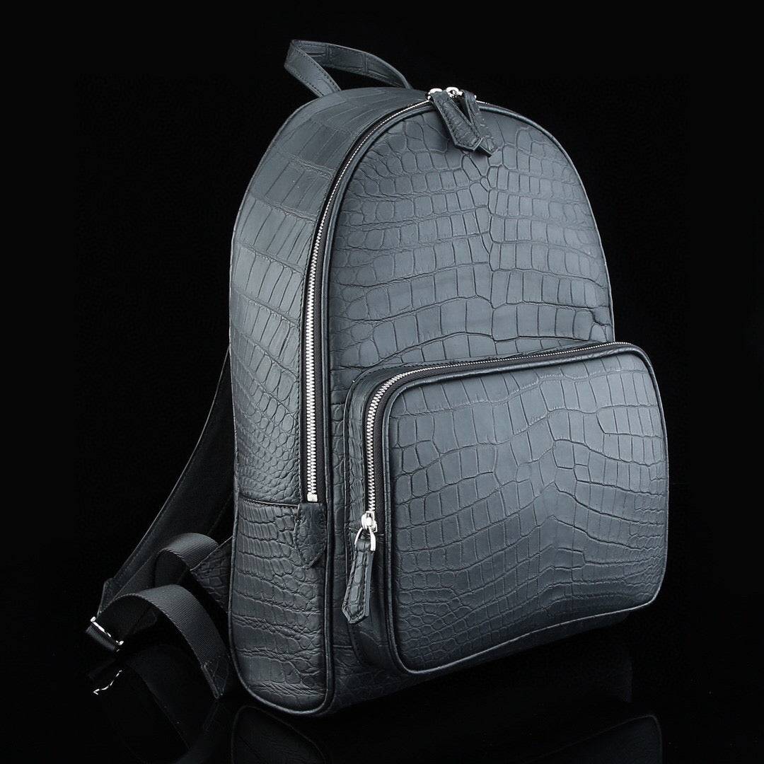 Large Matt Crocodile Leather Backpack