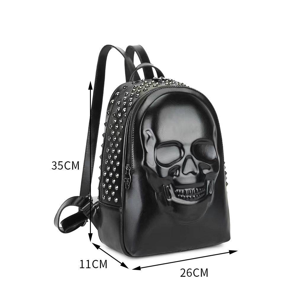 3D Backpack Mens Studded Smiling Skull Backpack