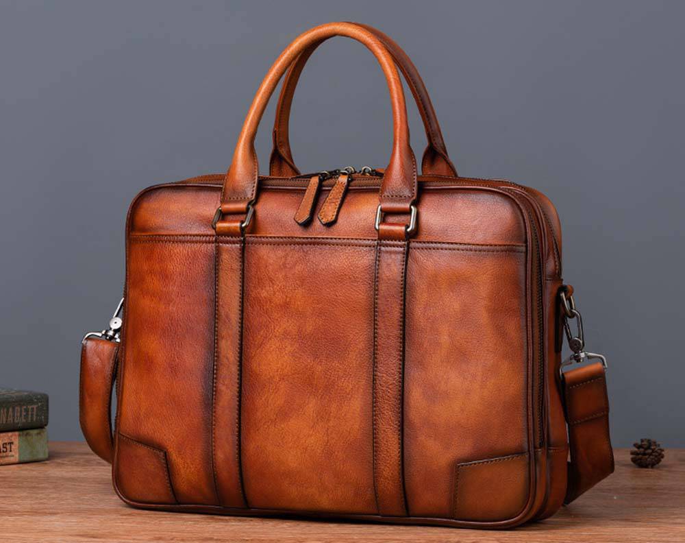 Borsa da uomo vintage in pelle, cartella business a tracolla 2732