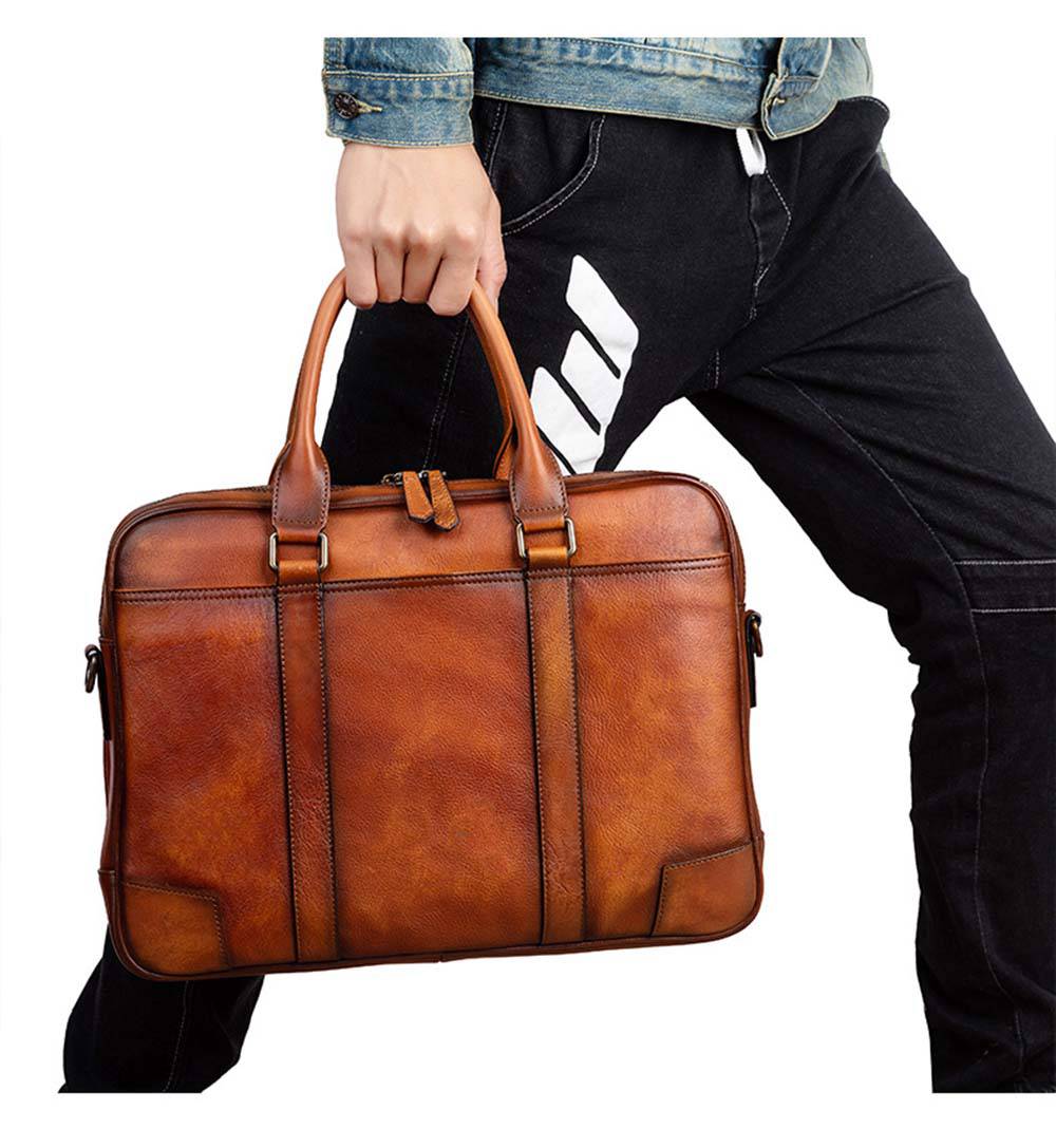 Cartella vintage da uomo in pelle con tracolla 2732