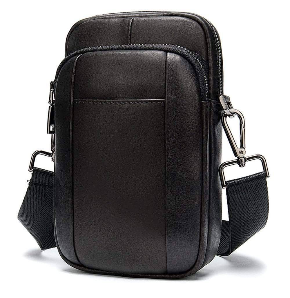 New Fashion Genuine Leather Men's Daily Use Belt Mobile Waist Cossbody Sport Shoulder Bags.