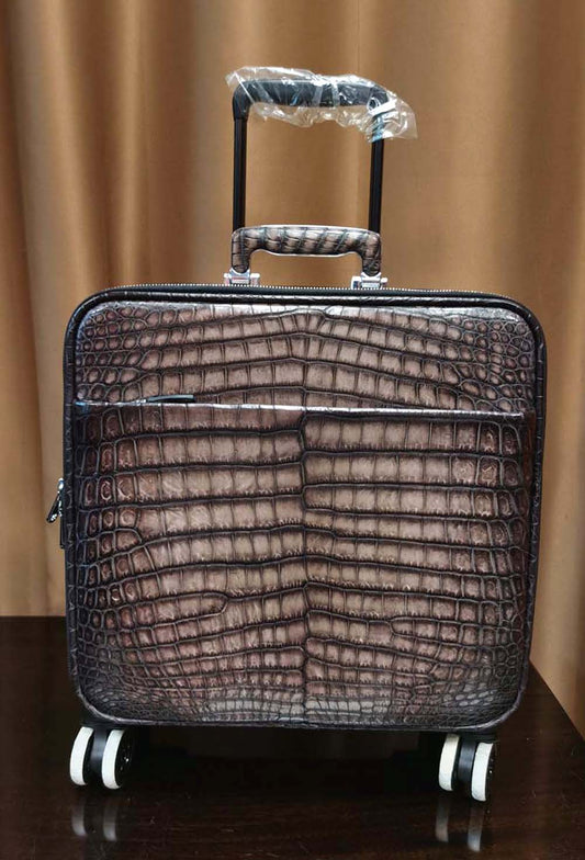 Nile Crocodile Leather 15 in - Mini bagaglio a mano Vintage Grey