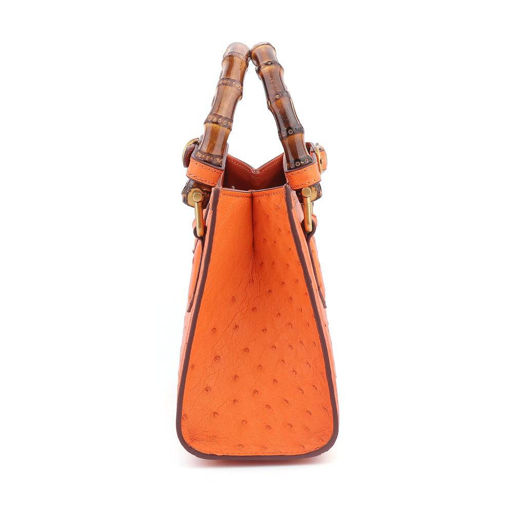 Ostrich Leather Nano Top Handle Cross Body Bag