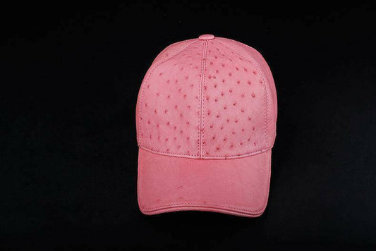 Ostrich Leather Strap back Baseball Cap Pink