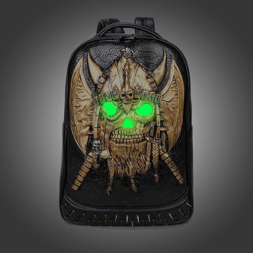 3D Backpack Unisex Ghost Skull Backpack Glow In The Dark Fashion Rivets Large Capacity Laptop Travel Backpack With Hat