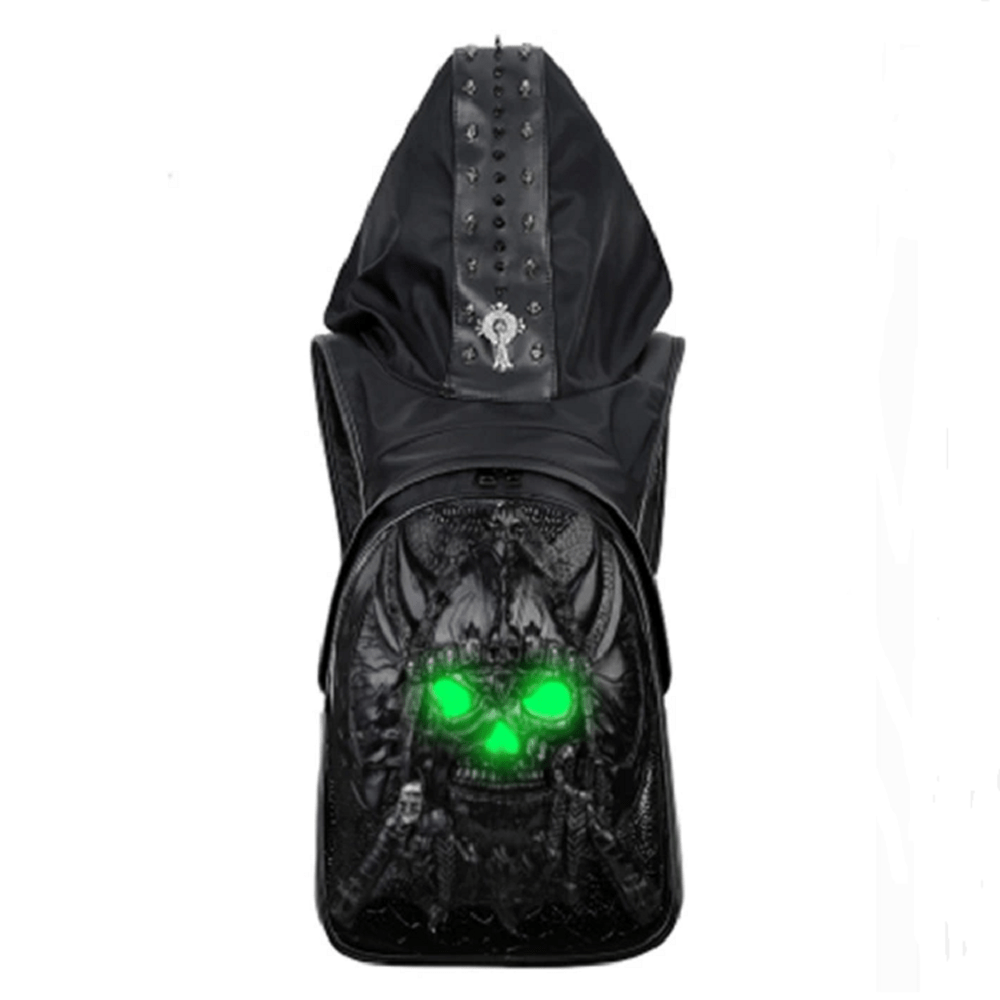 3D Backpack Unisex Ghost Skull Backpack Glow In The Dark Fashion Rivets Large Capacity Laptop Travel Backpack With Hat