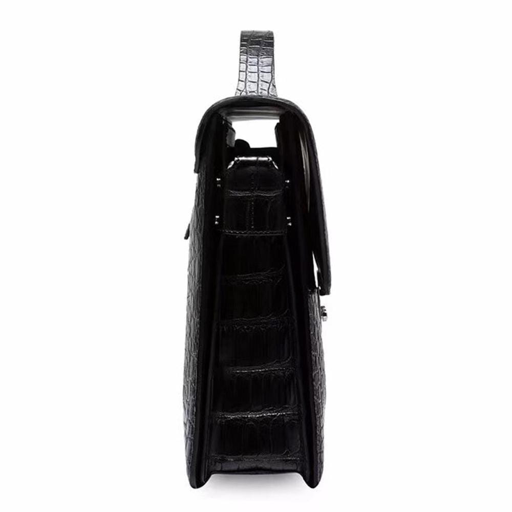 Borsa da lavoro da uomo in pelle di coccodrillo, in preordine, con lucchetto a combinazione