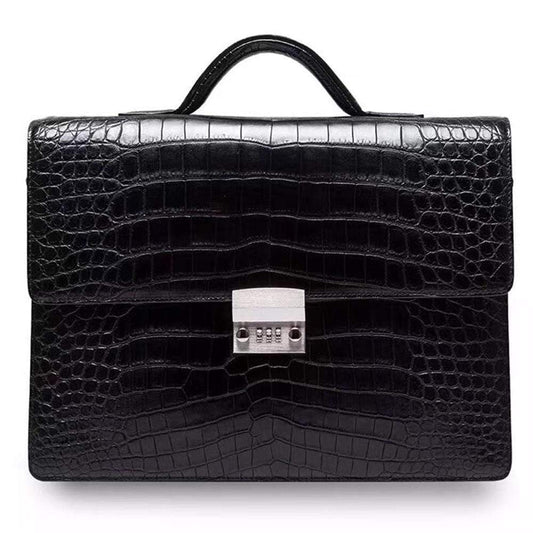 Preorder Crocodile Leather Men's Briefcase Business Bag With Password Lock