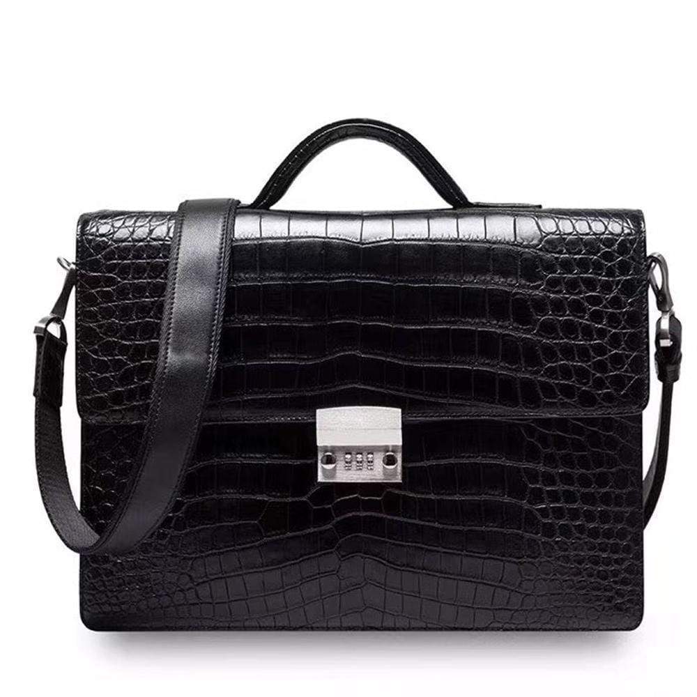 Preorder Crocodile Leather Men's Briefcase Business Bag With Password Lock