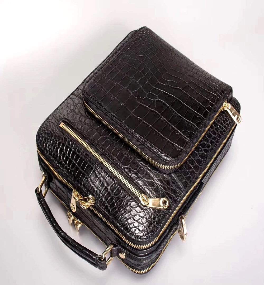 Preorder Crocodile Leather Moden Vertical Briefcase Large