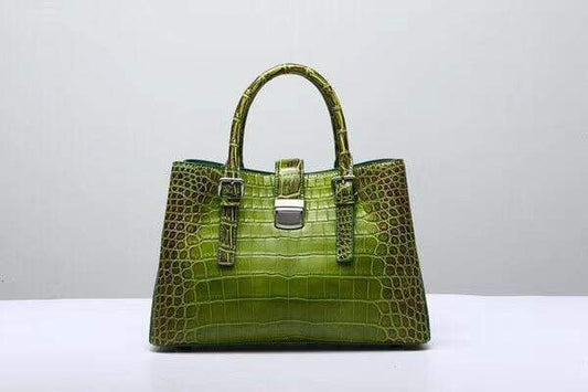 Preorder Genuine Siamese Crocodile  Belly Leather  Tote With Crossbody Strap Green