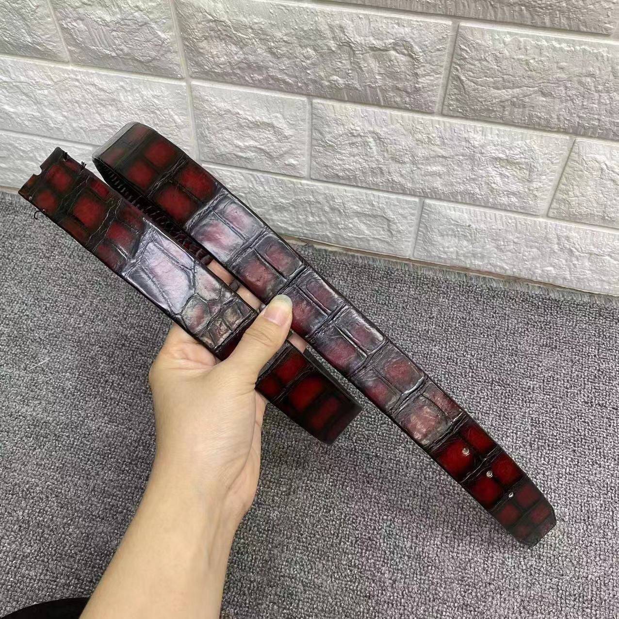 Preorder Hand Stitching Double Sides Nile Crocodile Skin Leather Belt