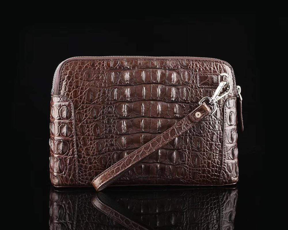 Preorder Men's Crocodile Cluthes Handbag Bag Coin Purse,Crocodile Bone Leather Clutches With Shoulder Strap