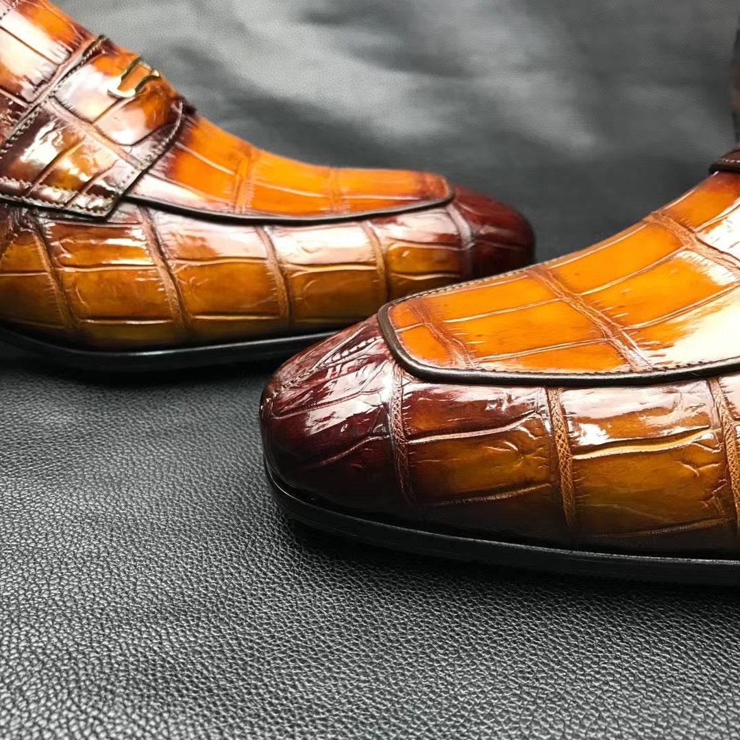 Preorder Men's  Crocodile Leather Loafer Slip-On Penny Shoes