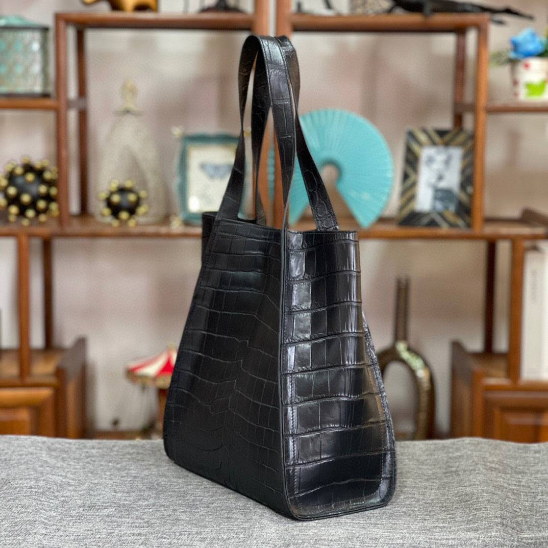 Preorder Unisex  Crocodile Belly Leather Hobo Shopper Bags