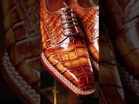 Crocodile Shoes, Men's Vintage Brown Handmade Crocodile Leather Norwegian Sewn Lace Up Shoes