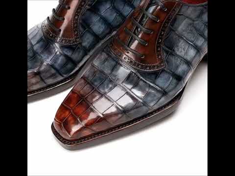 Crocodile Shoes, Genuine Crocodile Leather Lace Up Dress Shoes Beige