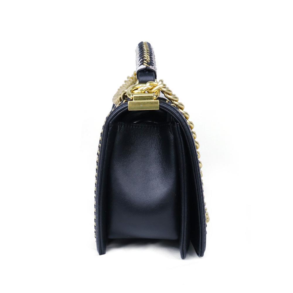 Python Leather Flap Chain Shoulder Cross Body Bag