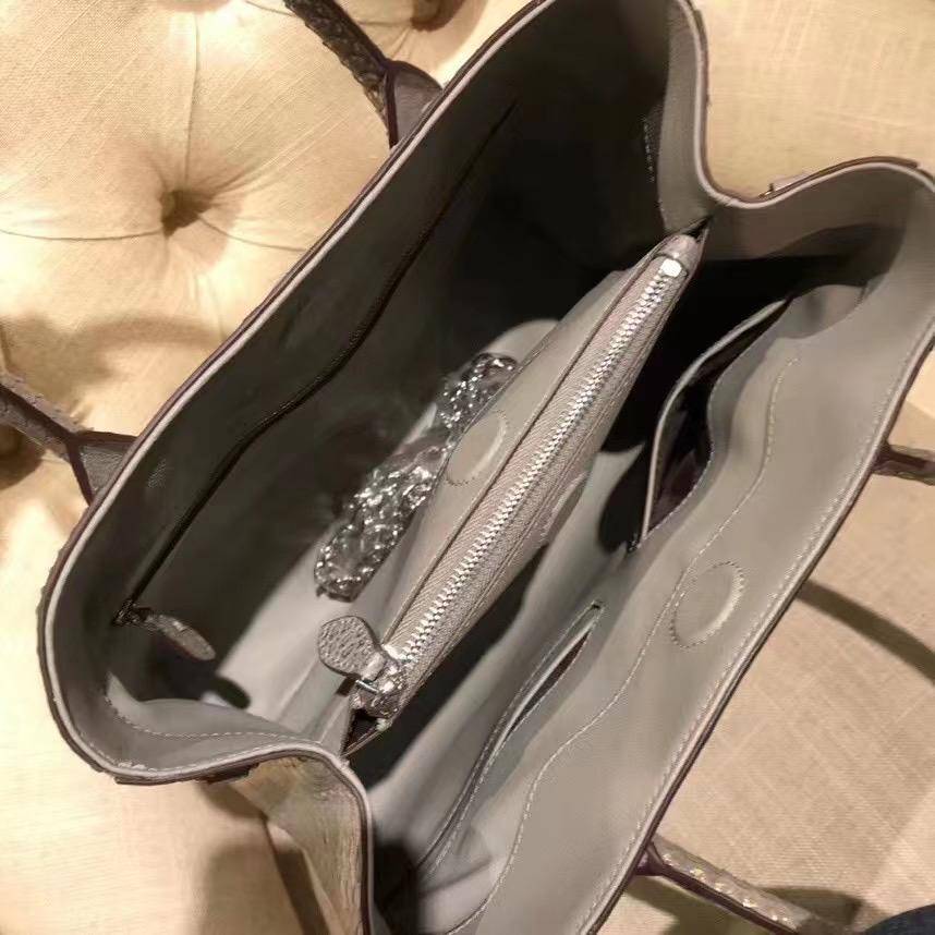 Borsa tote in pelle effetto pitone, a spalla e tracolla, da donna, argento
