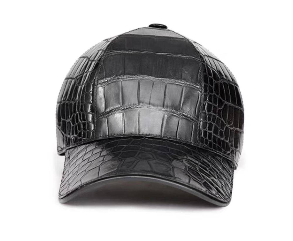 Rossie Viren Crocodile Belly Leather Strap back Baseball Cap