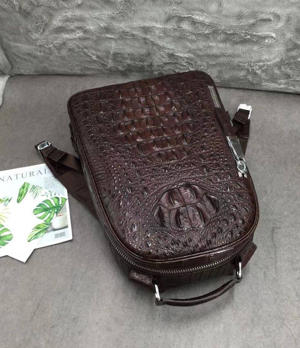 Rossie Viren Crocodile Skin Leather Backpack Large