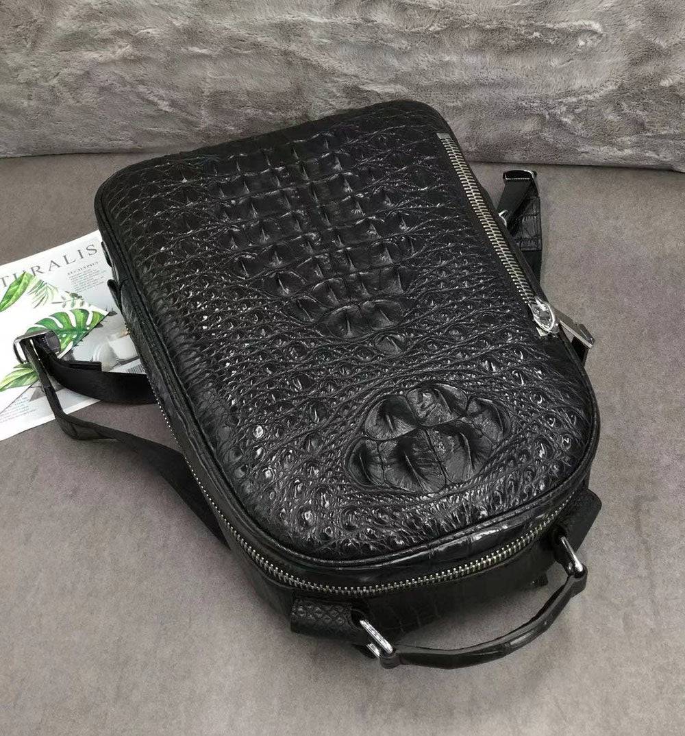 Rossie Viren Crocodile Skin Leather Backpack Large