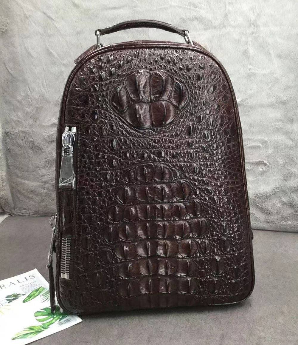 Rossie Viren Crocodile Skin Leather Backpack Large