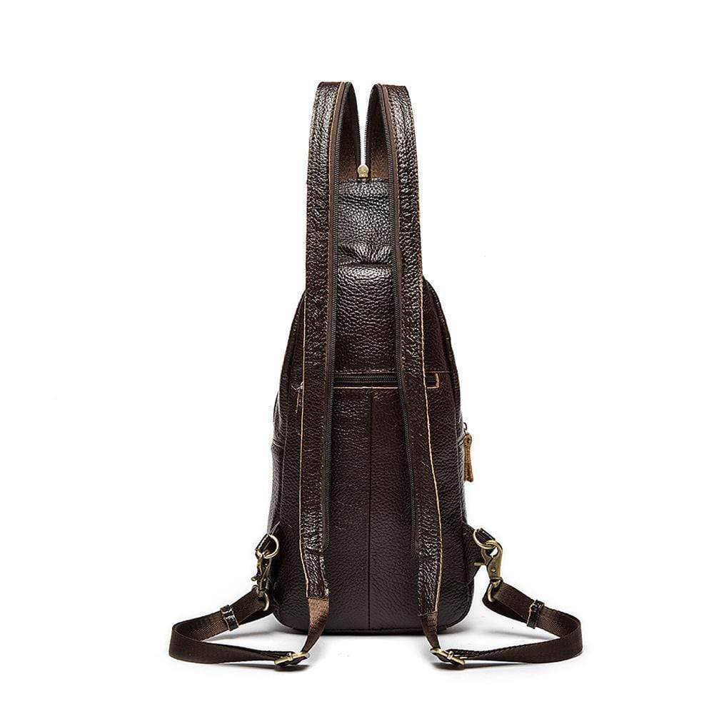 Rossie Viren Men Genuine Leather Business Casual Chest Bags Sling Shoulder Crossbody Bag