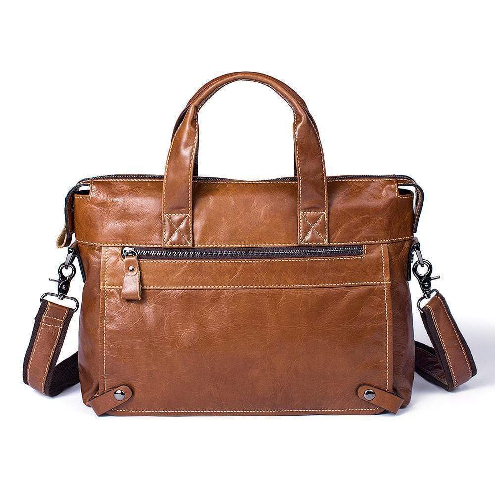 Rossie Viren  Men's Classic  15" Men's Handmade Leather Briefcase Laptop Bag Messenger Shoulder Bag