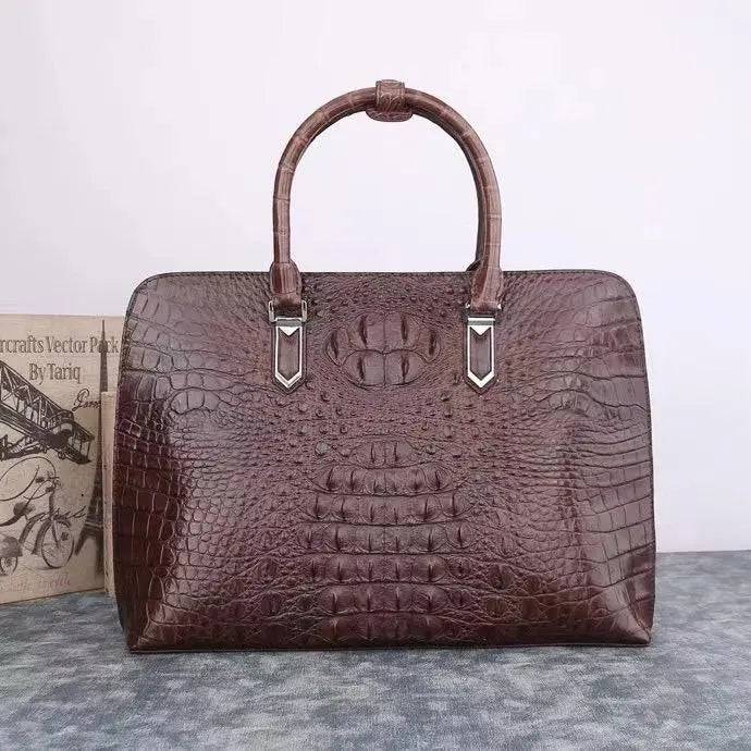 Borsa a conchiglia in pelle di coccodrillo, borsa a mano Shell Pack Alma Bag